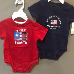 2/onesies MY 1st FOURTH OF JULY blue and one red
